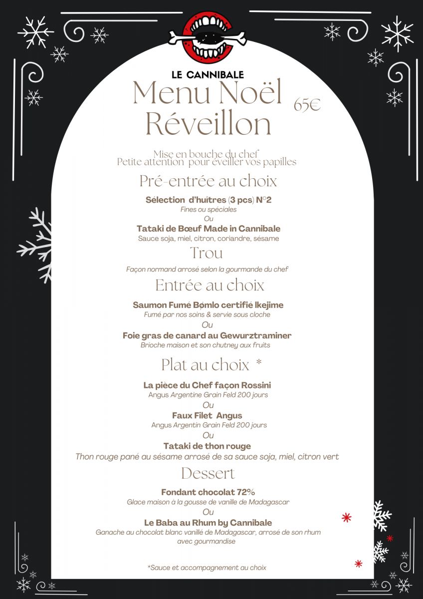 Fêtez votre repas de fin d'année au Cannibale !